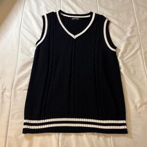 Black and White Cable Knit Old Money Sweater Vest